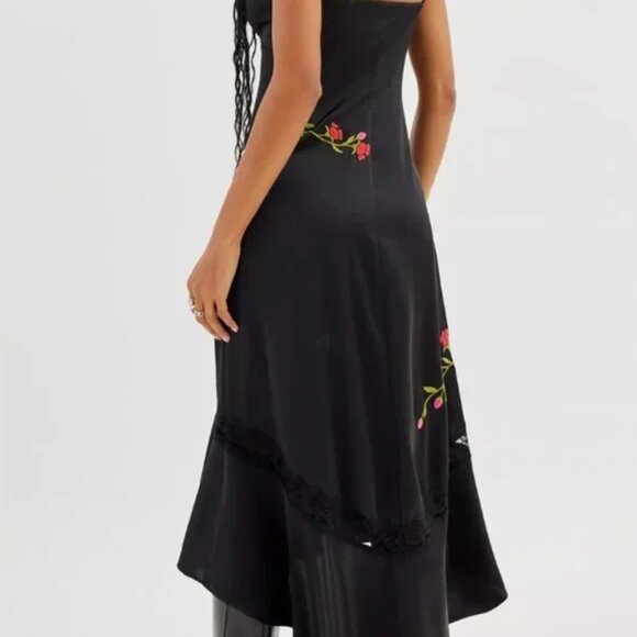 UO Avery Satin Floral Midi Dress - Picture 2 of 5